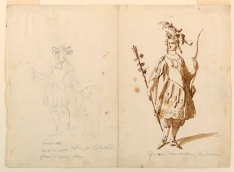 Rajz, jelmeztervezés: 1720 körül.