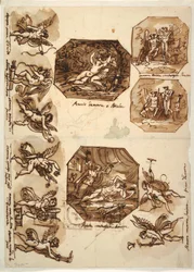 Rajz, Ámor és Psyche: Cupido, 1810-15: Négy oktogon és nyolc rajz Ámorról, 1810-15