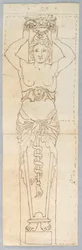 Rajz, Karyatidatervezet, 18. század