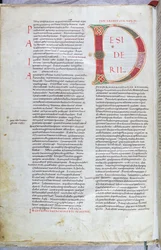 Egy oldal a 11. századi Bibliából nagy D betűvel