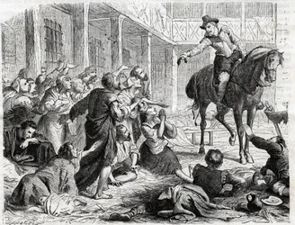 Alphonse (Alfonso Gieronimo) Ornanotól 1548-1610 az 1604-es bordeaux-i pestisjárvány idején - 1860-as metszet