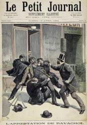 Az anarchista, Francois Koenigstein dit Ravachol (anyja nevéről) letartóztatása (1859-1892). Az egyik „Le petit Journal” 1892.04.16. Gyűjteményprivee