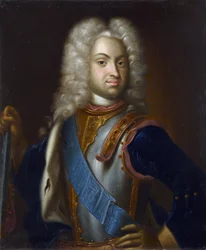 Charles Frederic de Holstein Gottorp – Holstein-Gottorp Károly Frigyes herceg (1700-1739), névtelen portréja. Olaj, vászon, 18. század utolsó negyede, Állami Építészeti, Történeti és Művészeti Múzeum, Vladimir