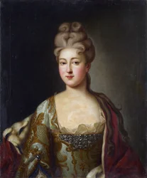 Charlotte de Brunswick-Lunebourg (Brunswick Lunebourg) - Charlotte Brunswick-Wolfenbuettel hercegnő (1694-1715), az orosz Carevics, Alekszej Petrovics, Anonymous feleségének portréja. Olaj, vászon, 18. század utolsó negyede, Állami Építészeti Múzeum,