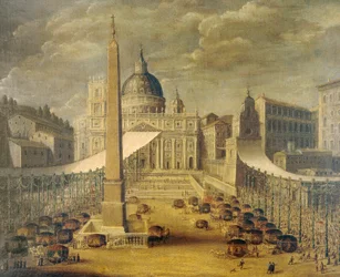 Corpus Christi körmenet a Szent Péter téren X. Innocent pápa idején, 1646 körül, ismeretlen művésztől, olaj, vászon