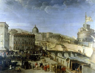 Pápai kortézs Ponte S. Angelo-hoz Rómába