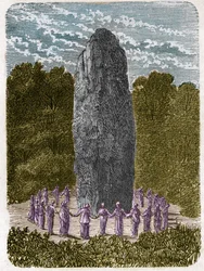 Menhir körül táncoló druida.