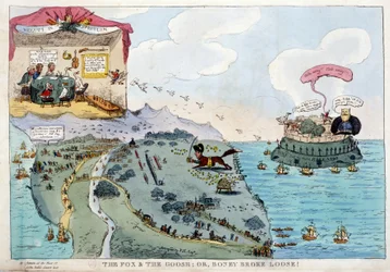 Angol rajzfilm Napóleon Bonaparte-ról - I. Napóleonban, karikatúrák, dummy gyűjtemény. 1814 - 1815. B.H.V.P.