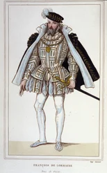 François de Lorraine (1519-1563). Aumale hercege, majd Guise 2. hercege. francia altábornagy. Metszet 1830-ból.