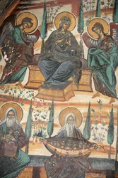 Freskó a Koutloumousiou kolostor templomában, Athosz-hegy, Görögország, 2006 (fotó)