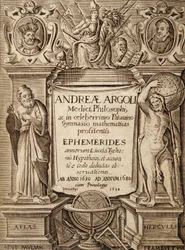Andreas Argoli "Ephemerides" frontispice Herkulesszal és Atlasszal