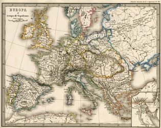 Európa földrajzi térképe I. Napóleon idejében. K. von Sruner „Atlante Storico Geografico” c.