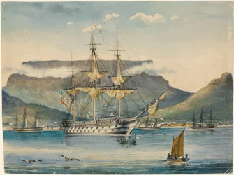 HMS "Jupiter" (1813) a Table Baynél, mint csapatszállító hajó