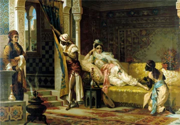 Hárem. 19. századi kromolitográfia.