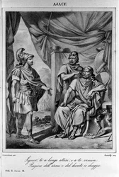 Illusztráció Ugo Foscolo (1778-1827) olasz költő és drámaíró „Ajax” (Aiace) II. felvonásának 9. jelenetéhez 19. század
