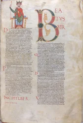 Incipit David, Beatus; Incipit of Psalms, 11. század (miniatűr, hártyás kézirat)