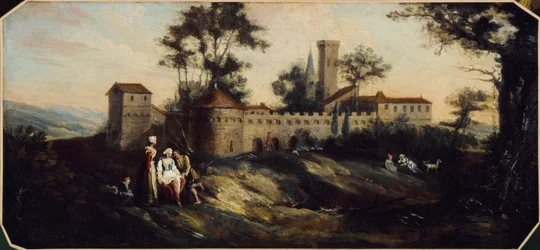 Tájkép erődített várral. 1701 és 1800 között (olaj)