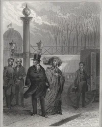 Louis Philippe és családja a Tuileries-palota előtt – I. Lajos Fülöp lemondatása, 1848. február 24. és a Második Köztársaság létrehozása – 1848. februári forradalom.