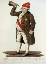 XVI. Lajos fríg kupakot visel, és az üvegben iszik