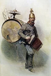 Férfi zenekar - rajz, 19. század vége