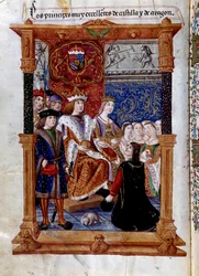 Marcuello bemutatja könyvét II. Aragóniai Ferdinándnak (Ferran vagy Fernando II