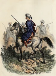 Mór csendőrök (vagy mezei őrök), akik Algír vidéki rendőrségéért feleltek, 1831-ben kiképezve. Léon Galibert „L