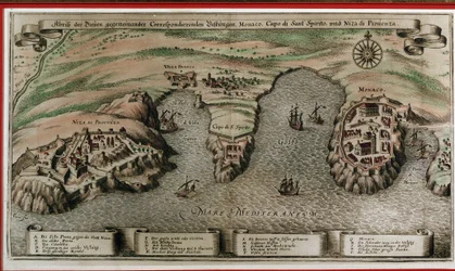 Nizza, Villefranche és Monaco a 17. században (földrajzi decoupe)
