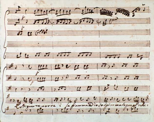 Az Extinguish című film partitúrájának oldala Szeretnék levegőt venni Antonio Vivaldi Griselda-operájában