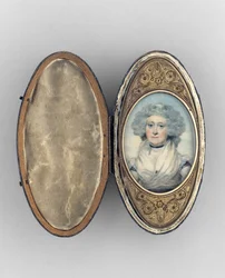 Foltdoboz női portréval, 1780 körül (akvarell, elefántcsont, aranyozott réz és üveg)