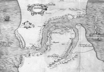 A Konstantinápolyi-szorost ábrázoló terv (ma Boszporusz-szoros (Bosporos) – a „” Voyage de levant, amelyet a király parancsa készített 1621-ben”), 1629-ben szerkesztették (Le Juste XIII. Lajos uralkodása alatt)