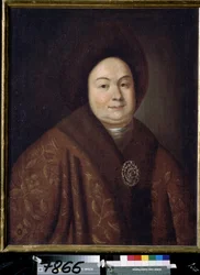Eudoxia Fedorovna Lopukhina cárnő (1669-1731), I. Péter orosz feleségének portréja (Evdokija Fedorovna Lopukhina cárnő, I. Péter orosz cár feleségének portréja). Névtelen festmény. Olaj, vászon, 80 x 63 cm, 18. század eleje. utca