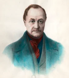 Auguste Comte (1798 - 1857) francia filozófus portréja. 19. századi metszet. Magángyűjtemény.