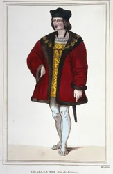 VIII. Károly (1470 - 1498), francia király portréja, metszet 1830-ból