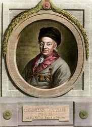 Christian Frege (1715-1781) német matematikus és filozófus portréja A 18. századi metszet Magángyűjtemény