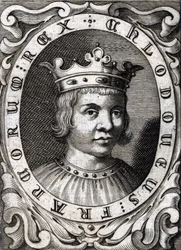III. Clovis (? - 695), Ausztrália királyának portréja. 18. századi metszet