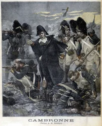 Cambronne tábornok (1770-1842) portréja csata közben. A „Pity Journal” illusztrációja 1891-ben.