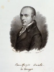 Bonifazio Asioli olasz zeneszerző portréja (metszet. XIX. század)