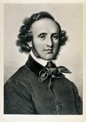 Jakob Ludwig Felix Mendelssohn Bartholdy (1809-1847) német karmester és zeneszerző portréja. századi Biblioteca del Conservatorio Giuseppe Verdi litográfiája, Milánó ©Luisa Ricciarini/Leemage