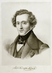 Jakob Ludwig Felix Mendelssohn Bartholdy (1809-1847) német karmester és zeneszerző portréja. A 19. század litográfiája Civico Museo Bibliografico Musicale, Bologna © Luisa Ricciarini / Leemage