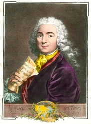 Jean Marie Leclair (1697-1764) portréja, zenész, zeneszerző és a királyi kamara balettmestere. 18. századi metszet. Magángyűjtemény
