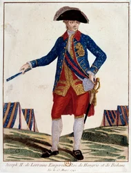 II. Lotharingiai József (1741 - 1790), a Szent Germán Birodalom császárának, Ausztria császárának, Csehország magyar királyának portréja. 18. századi metszet. Párizs, Musee Carnavalet