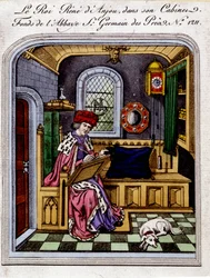 René Anjou király portréja (1409-1480)”” I. nápolyi vagy szicíliai Renét is hívja, a szekrényében - metszet egy miniatűr után