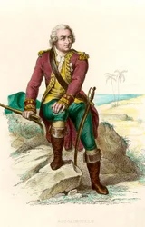 Louis Antoine, Bougainville grófja (1729-1811) francia navigátor portréja. századi metszet. Coll. Megy.