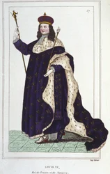XV. Lajos (1710 - 1774), francia király portréja, metszet 1830-ból