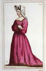 Marguerite de Sassenage, Beaumont hölgy (1449-1491) portréja. Lajos úrnője XI. Metszet 1830-ból.