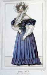 Marie Amélie de Bourbon (1782 - 1866), a franciák királynőjének, I. Lajos Fülöp feleségének portréja. 19. századi metszet.