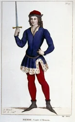 Pierre, Alençon grófjának portréja (1251 - 1284), 1830-as metszet.