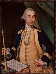 Sante Aguilar (kb. 1734-1808) olasz oboaművész Anonymous festményének portréja. 18. századi Bolognai Polgári Bibliográfiai Múzeum