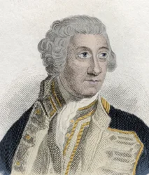 Sir Charles Saunders (kb. 1715-1775), a brit királyi haditengerészet angol admirálisának és az Admiraut első urának portréja. századi metszet.