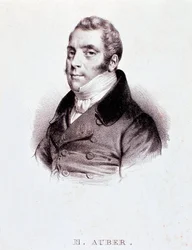 Daniel Francois Esprit Auber (1782-1871) angol zeneszerző portréja, metszet. 19. század. Milánó, Conservatorio biblioteca